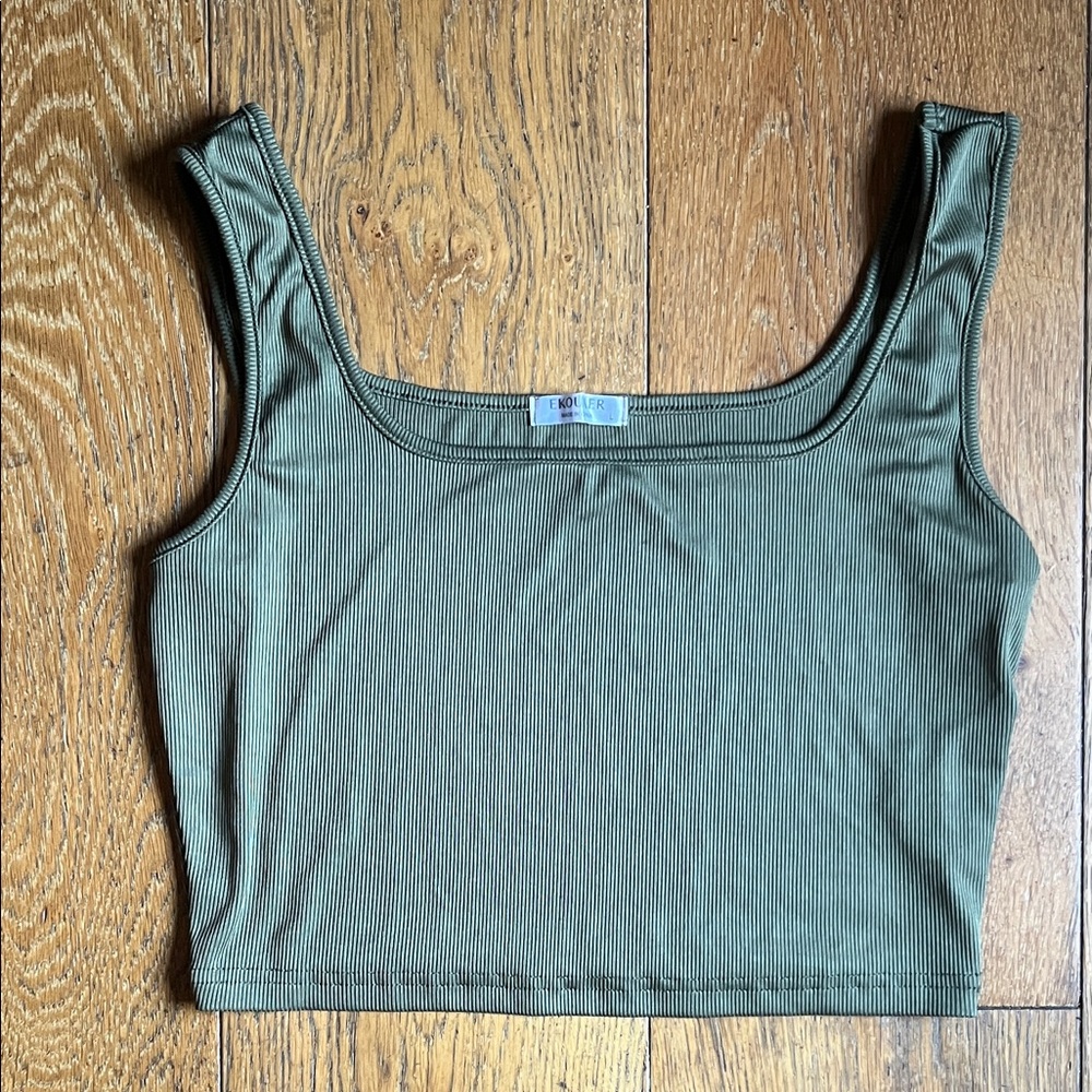 Olive Ribbed Women's Tank Top